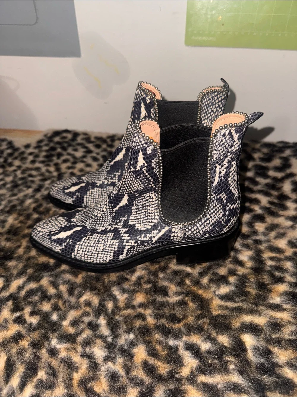 Coach snake Pointed Toe Chelsea Boots - Black & White